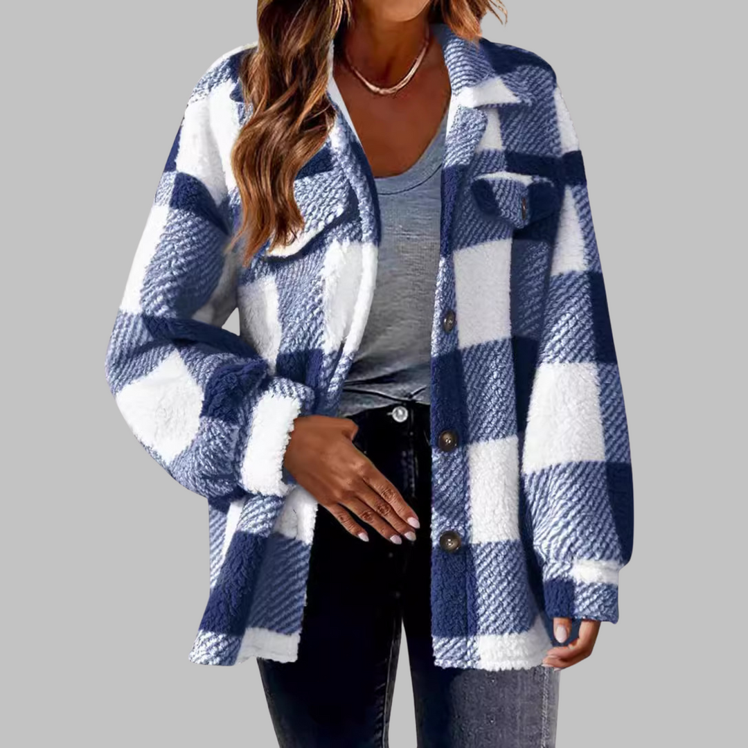 ERMI™ - Casual Plaid Button Down Long Sleeve Jacket