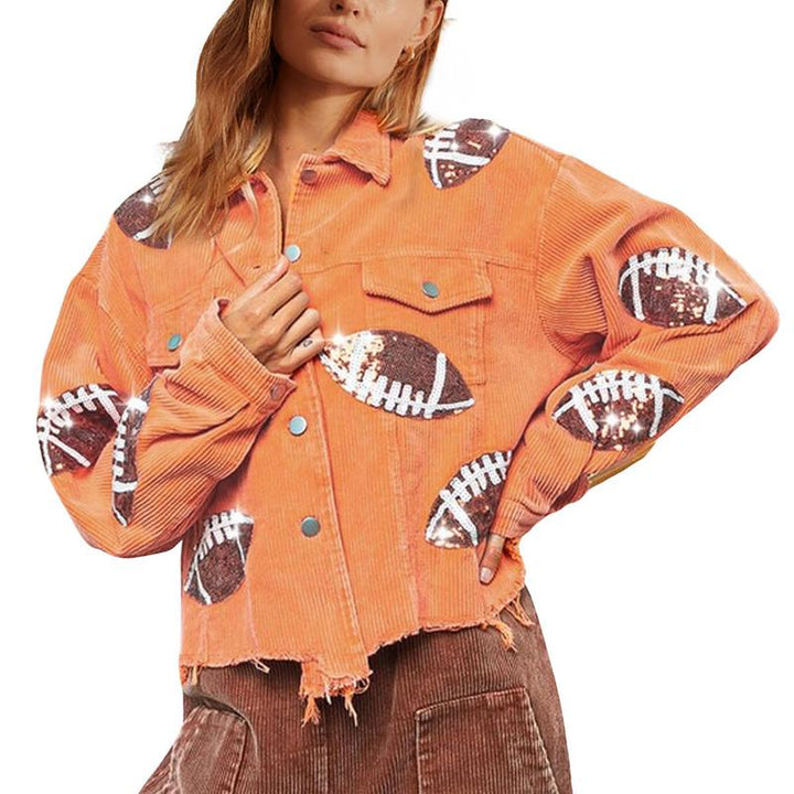 NERISSA™ - Chic Cropped Oversized Button Down Football Jacket