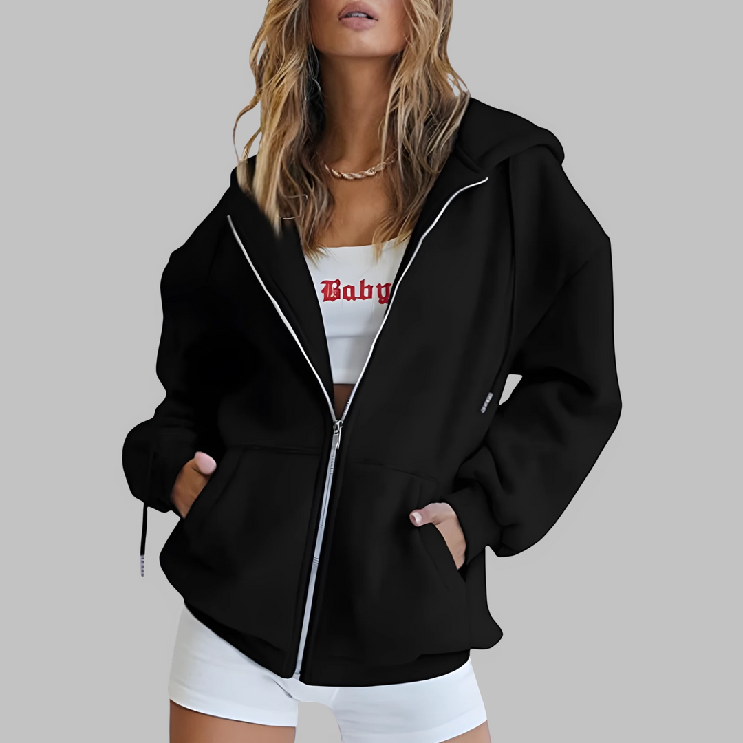 DARA™ - Classic Zip Up Oversized Hooded Jacket