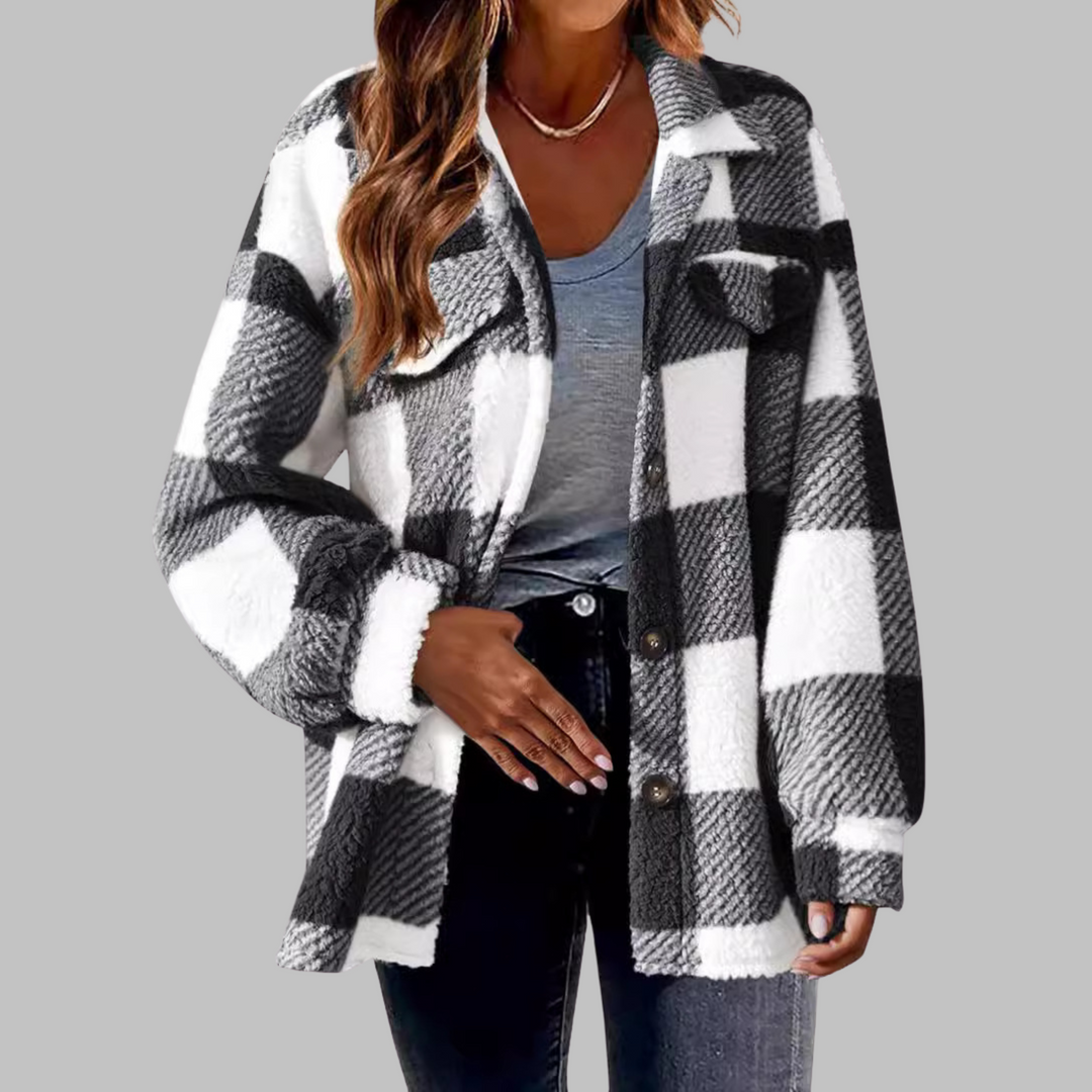 ERMI™ - Casual Plaid Button Down Long Sleeve Jacket