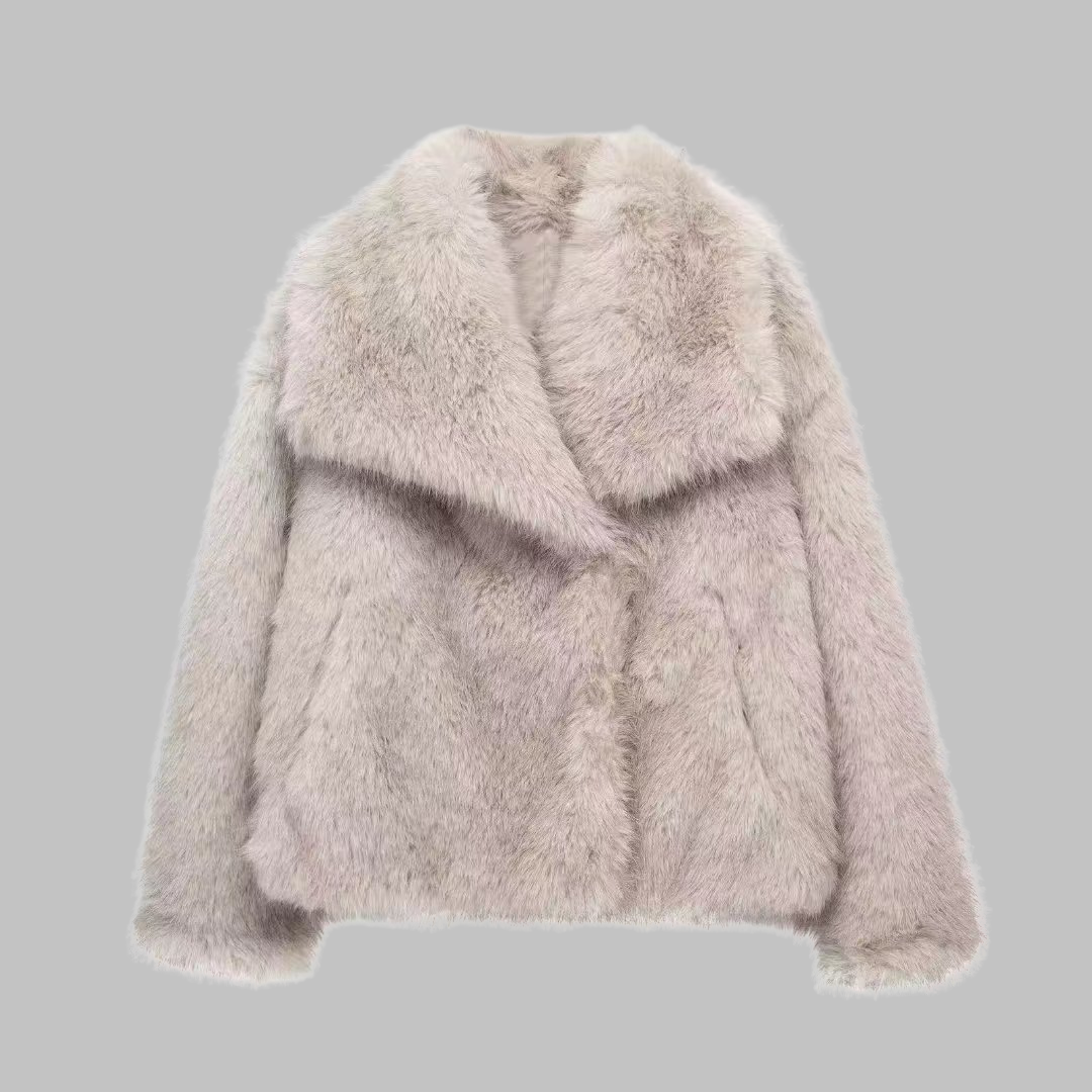 WEENA™ - Classy Long Sleeve Collared Fuzzy Coat