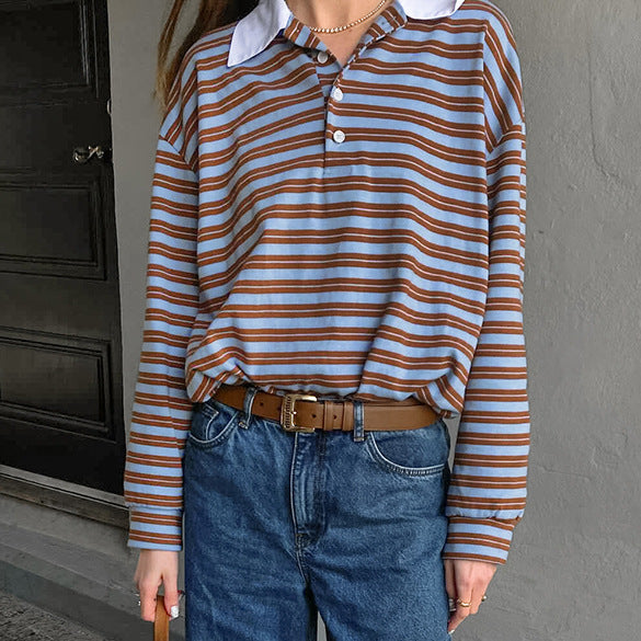 SCARLETT™ - Casual Oversized Striped Collared Top